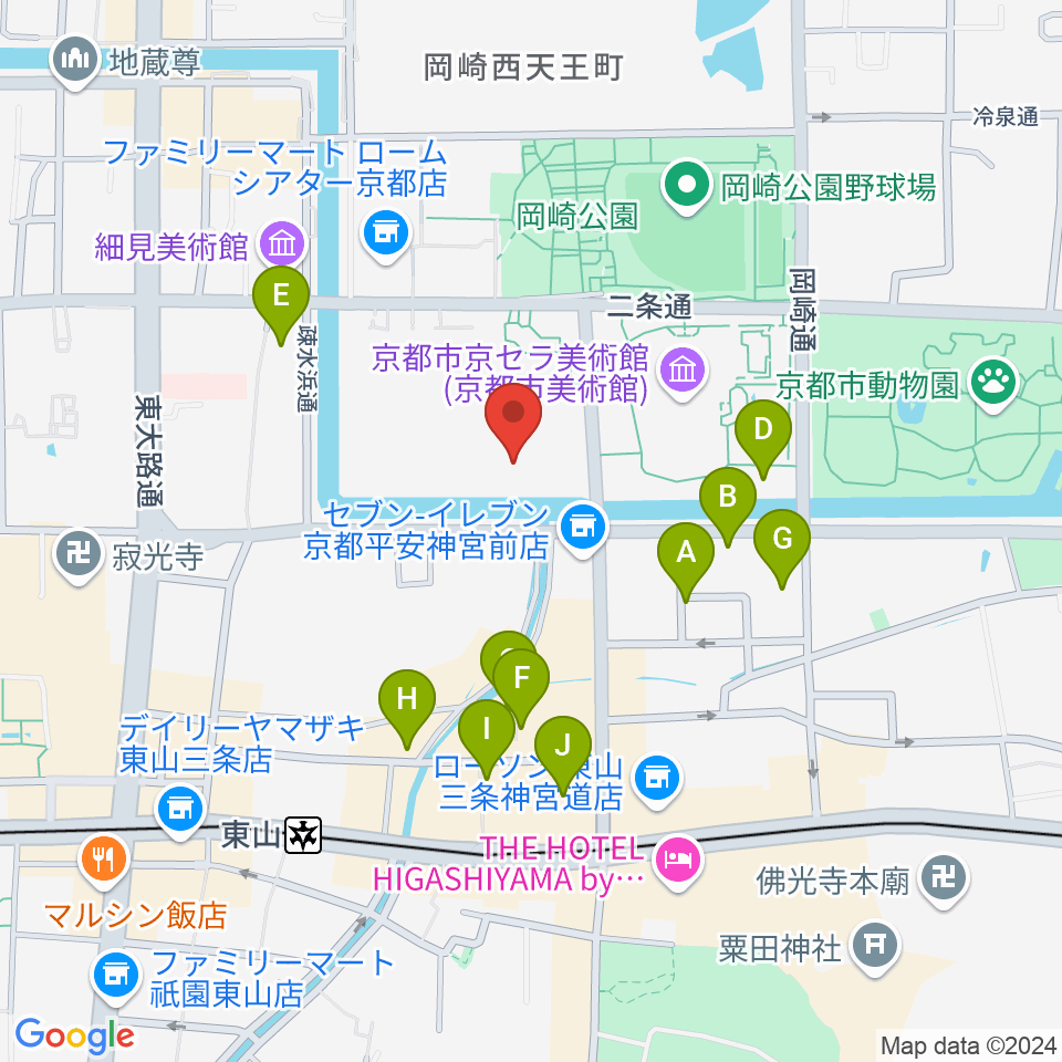 京都国立近代美術館周辺のホテル一覧地図