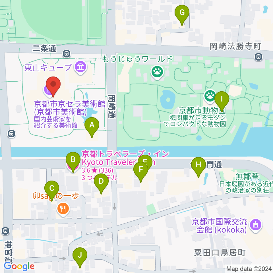 京都市京セラ美術館周辺のホテル一覧地図