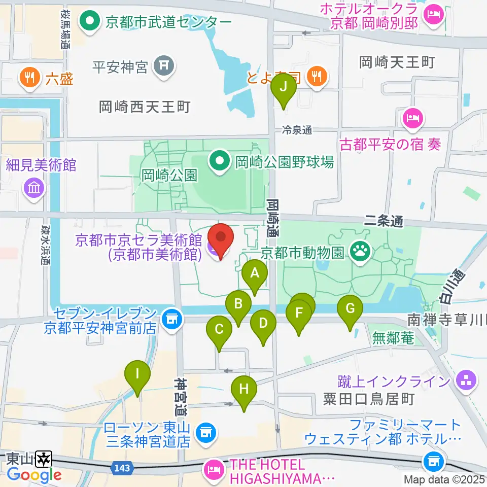 京都市京セラ美術館周辺のホテル一覧地図