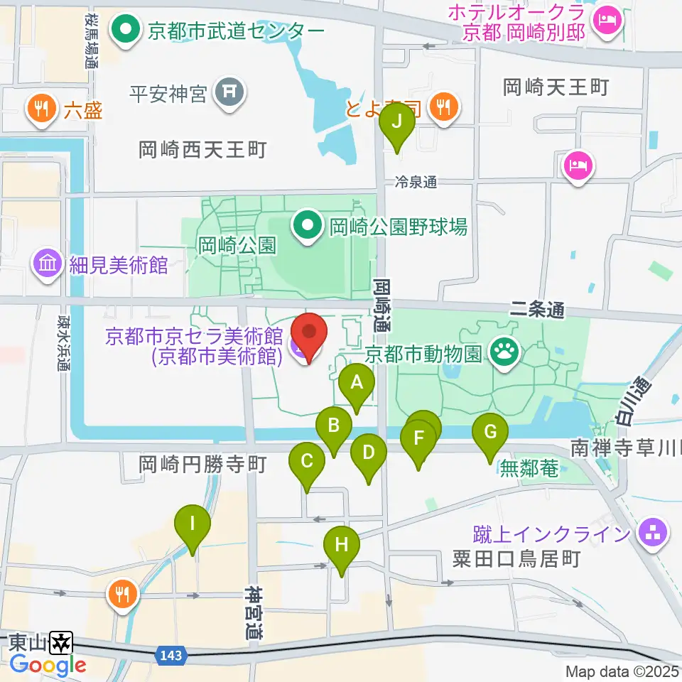 京都市京セラ美術館周辺のホテル一覧地図