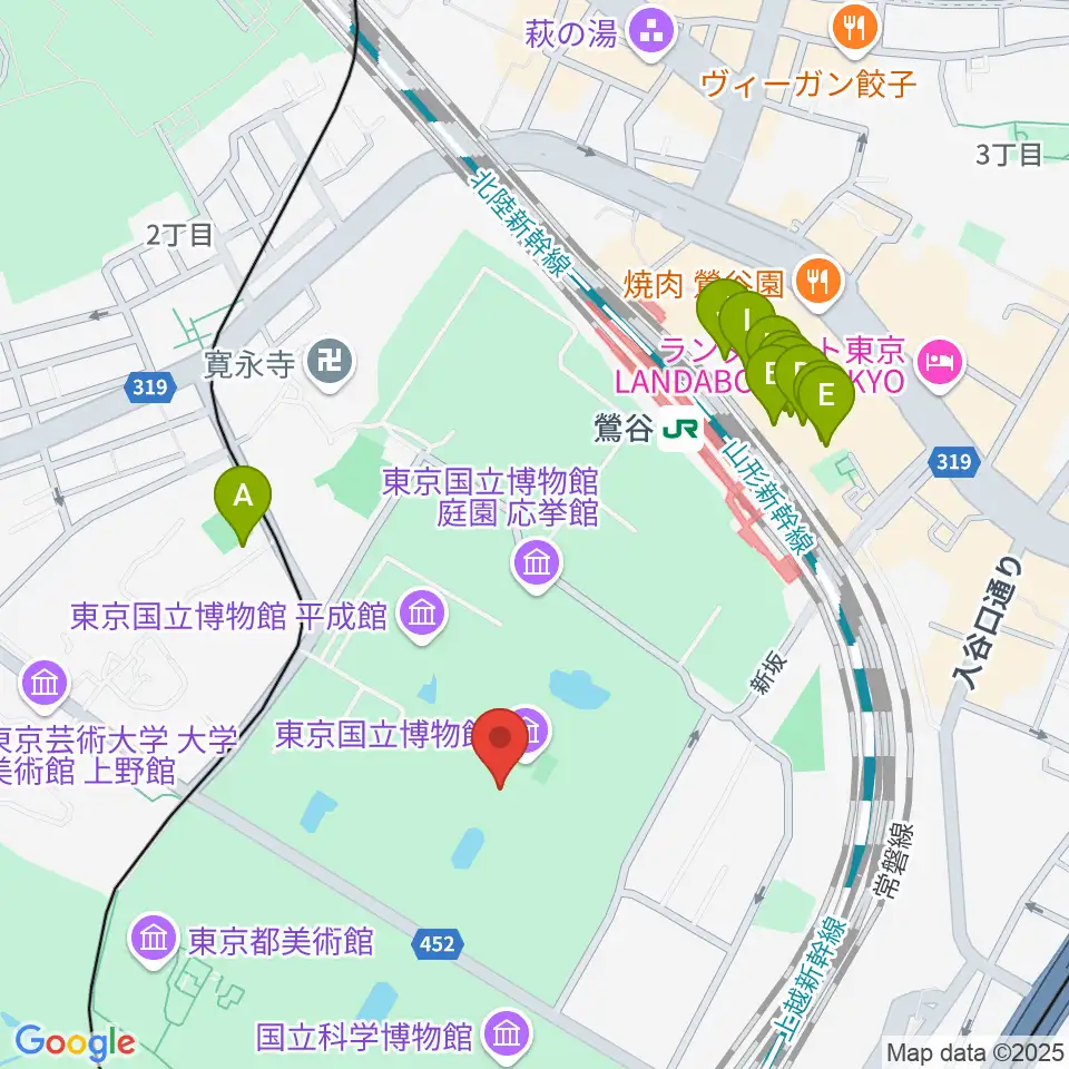東京国立博物館・本館周辺のホテル一覧地図