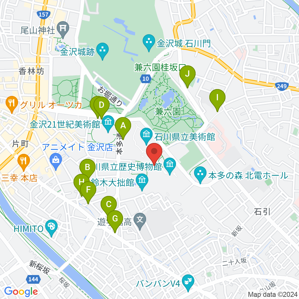 国立工芸館周辺のホテル一覧地図