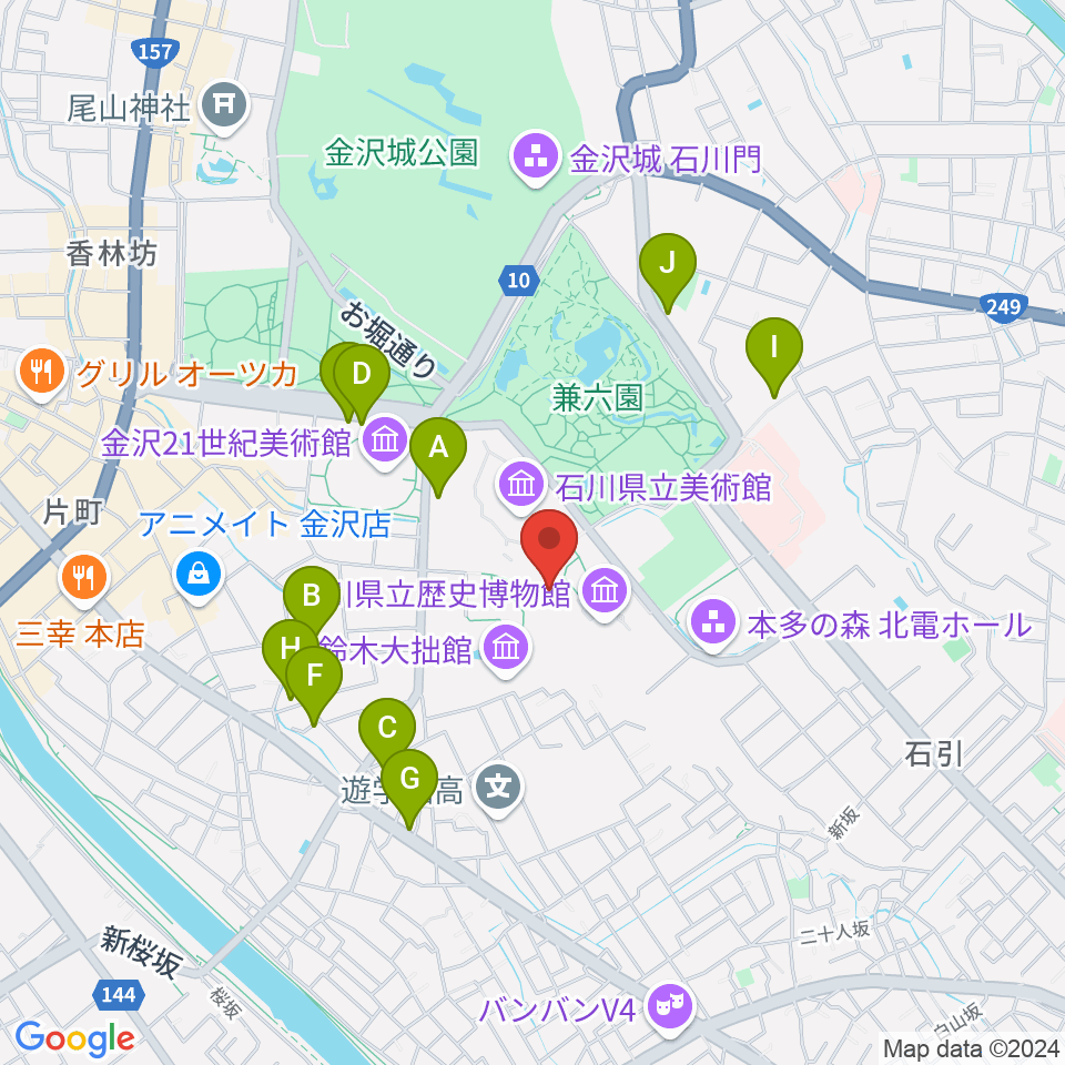 国立工芸館周辺のホテル一覧地図