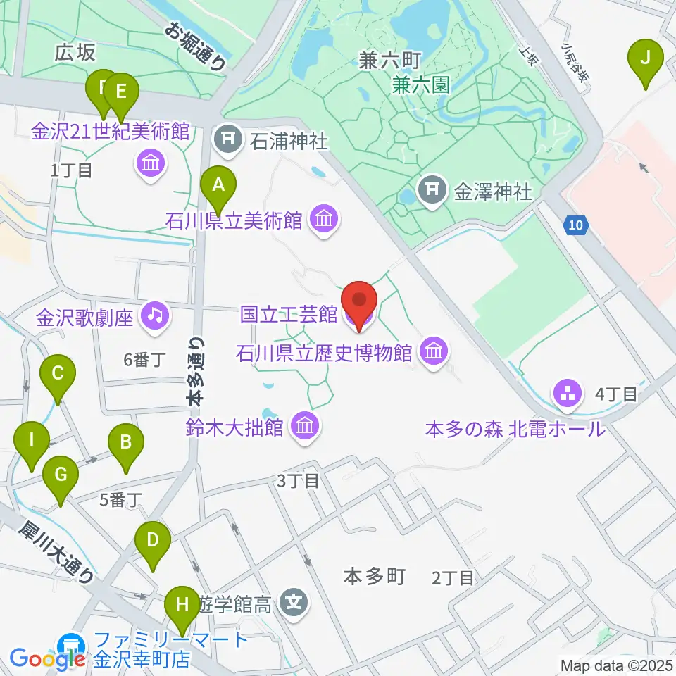 国立工芸館周辺のホテル一覧地図