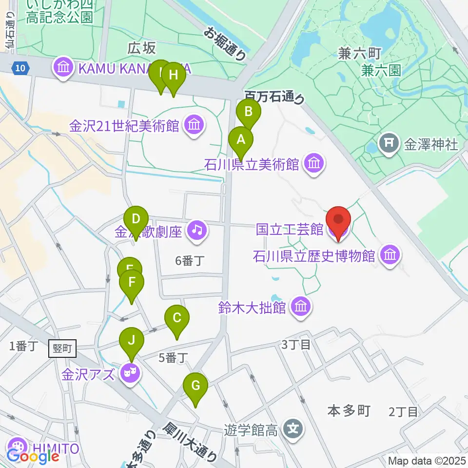 国立工芸館周辺のホテル一覧地図