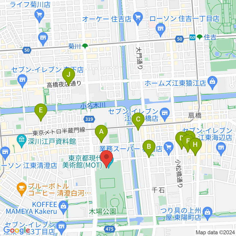 東京都現代美術館（MOT）周辺のホテル一覧地図