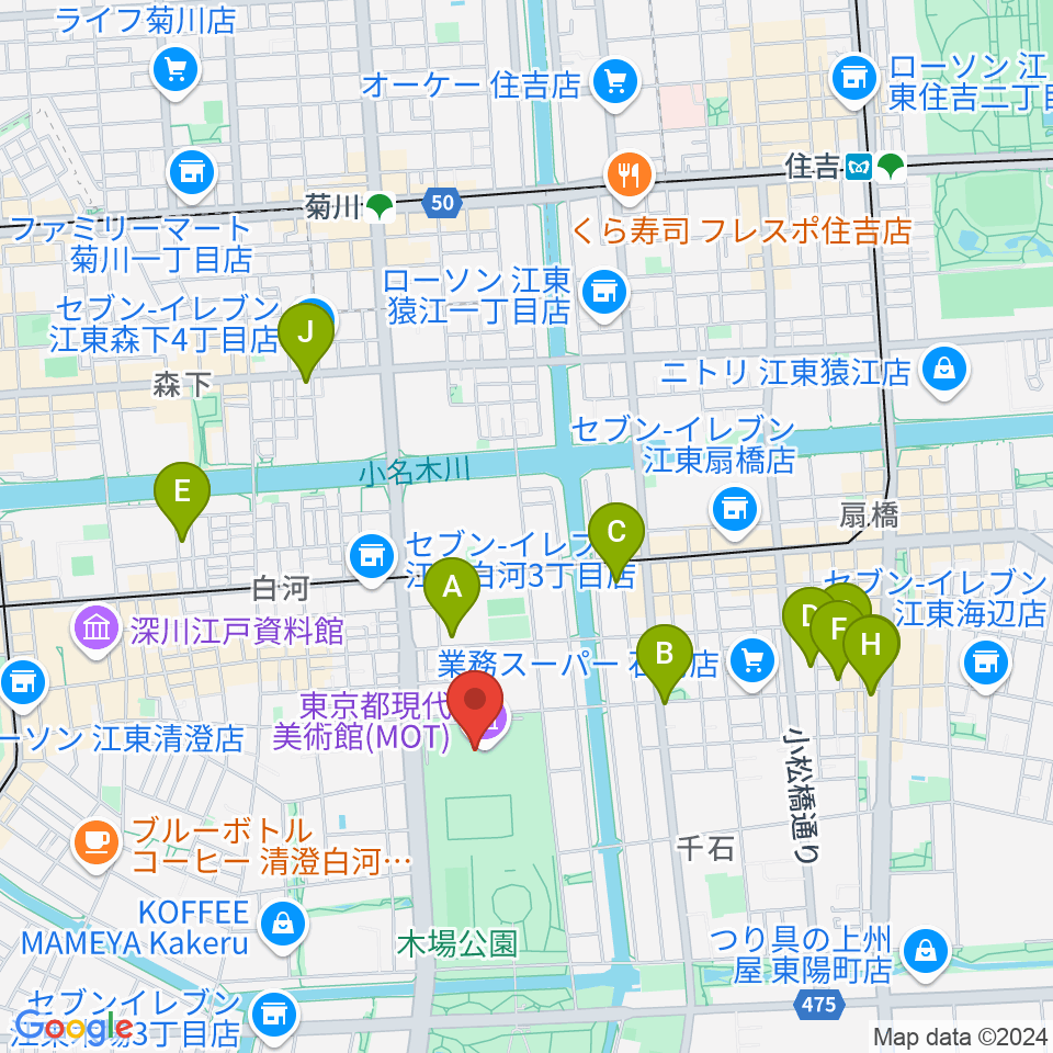 東京都現代美術館（MOT）周辺のホテル一覧地図