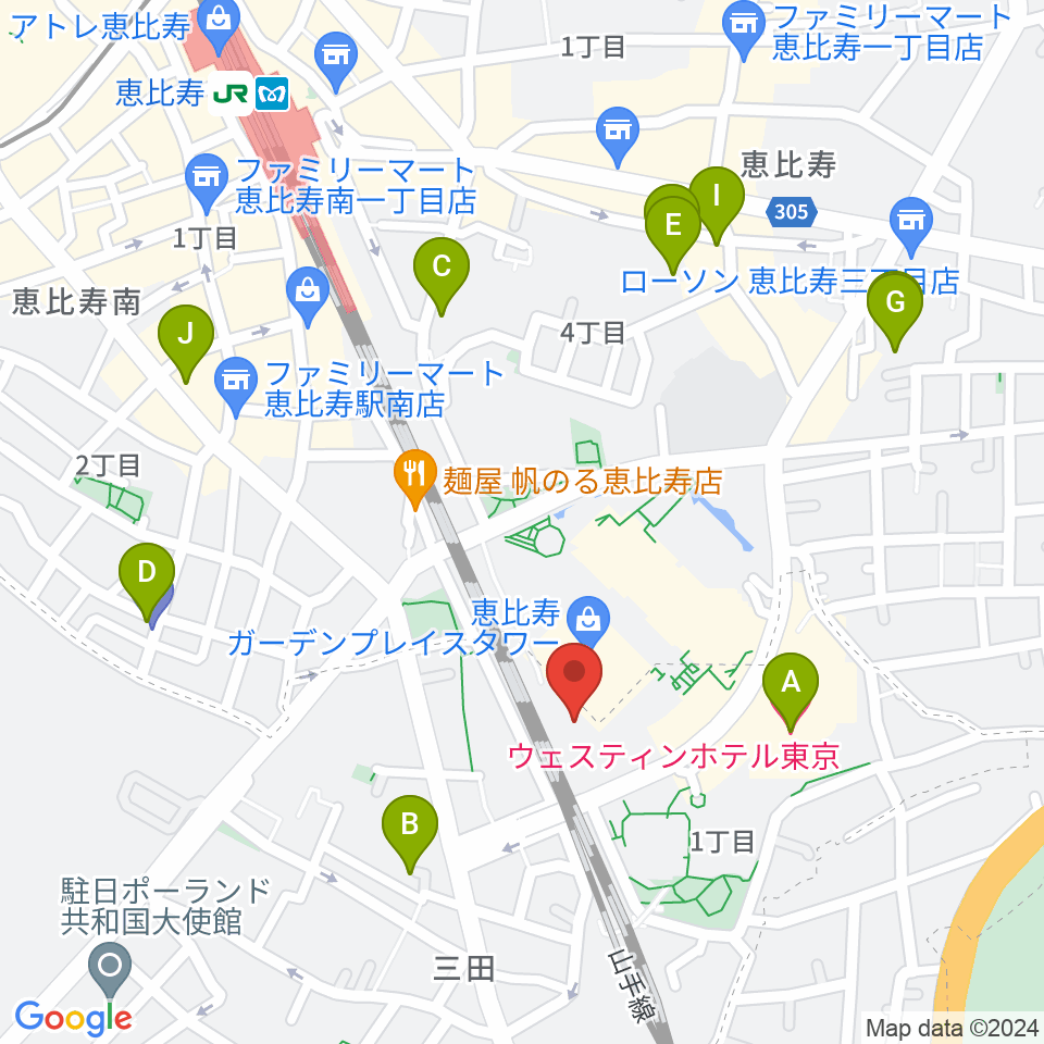 東京都写真美術館周辺のホテル一覧地図