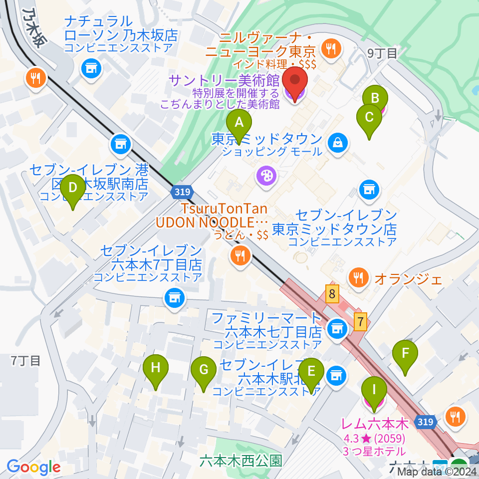 サントリー美術館周辺のホテル一覧地図