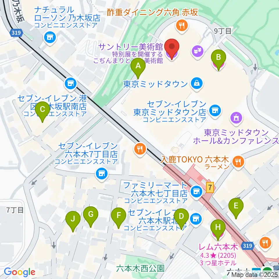 サントリー美術館周辺のホテル一覧地図