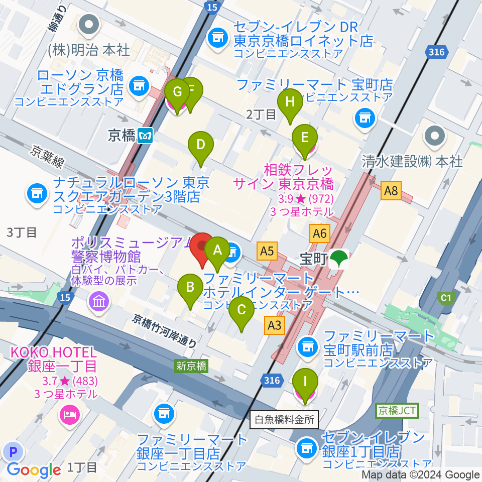 国立映画アーカイブ周辺のホテル一覧地図