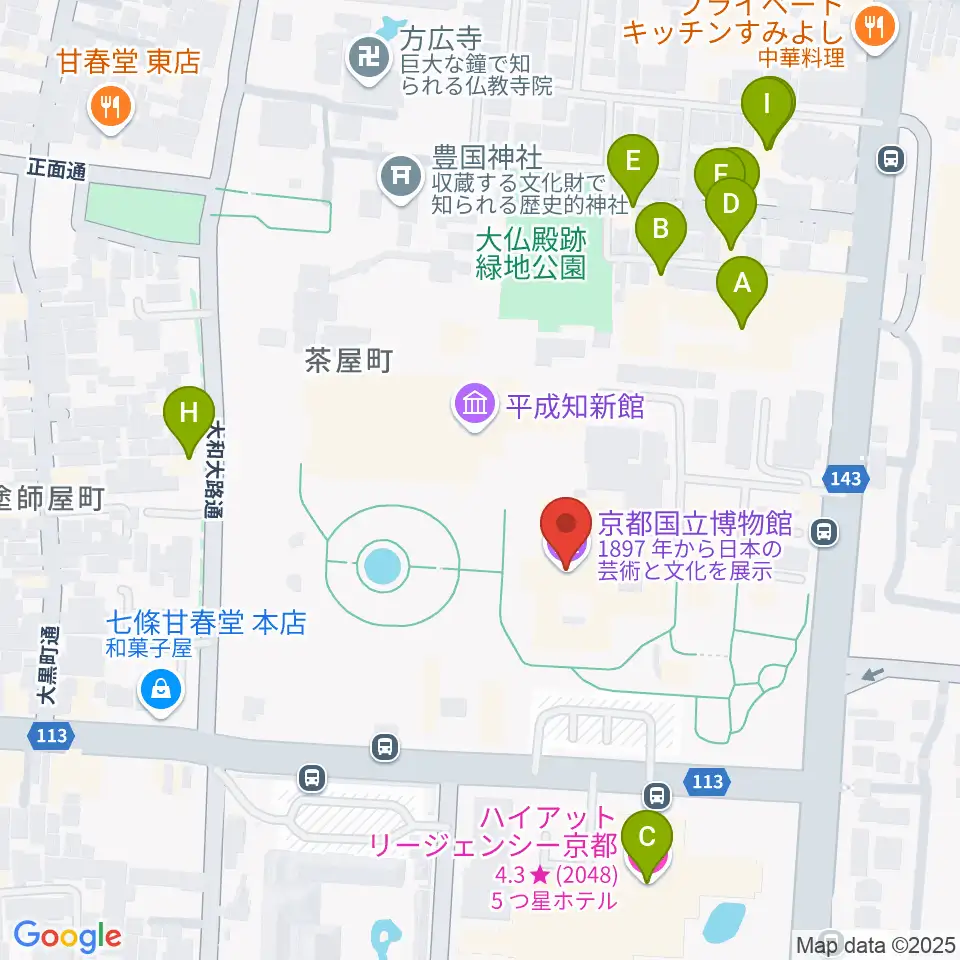 京都国立博物館周辺のホテル一覧地図