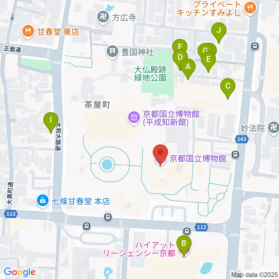 京都国立博物館周辺のホテル一覧地図