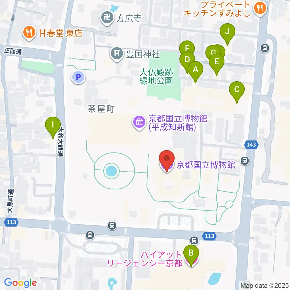 京都国立博物館周辺のホテル一覧地図