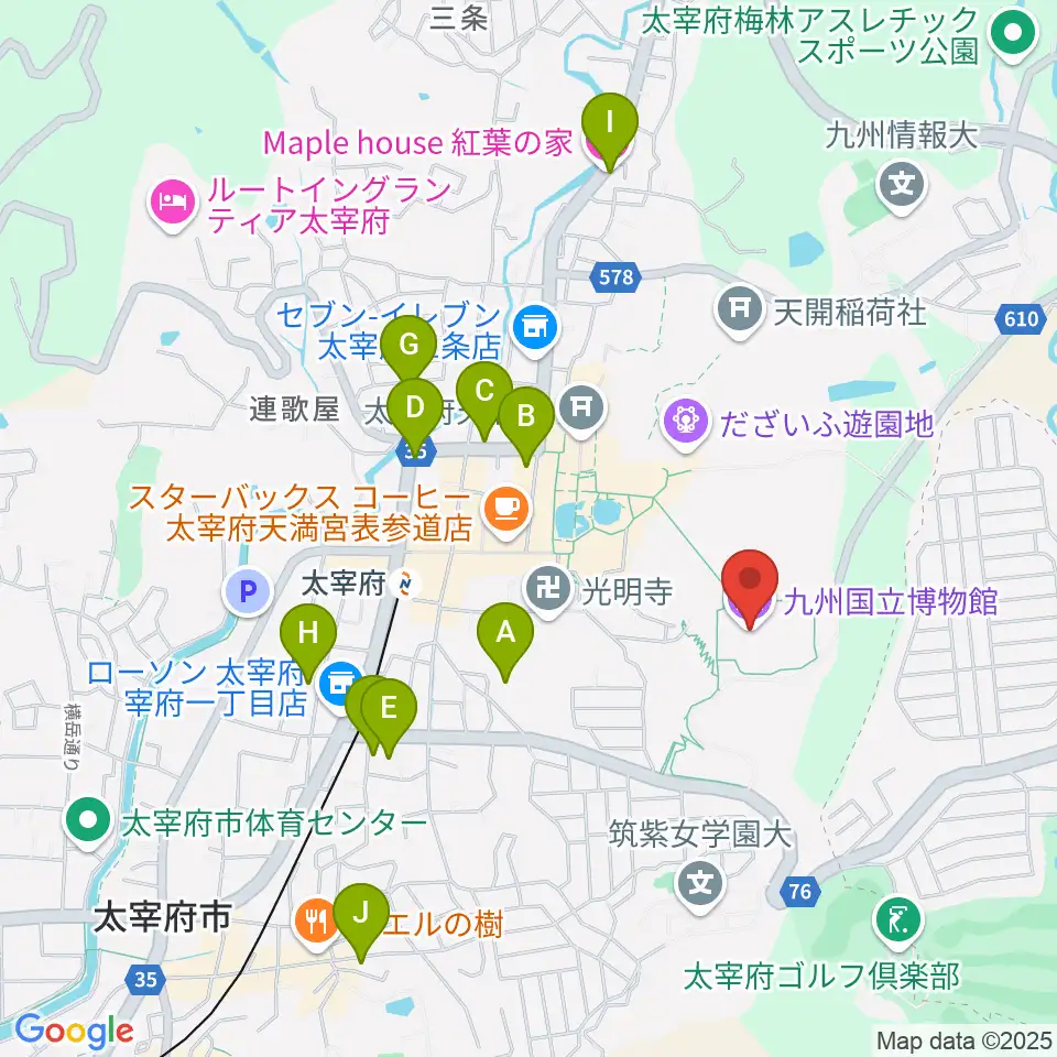 九州国立博物館周辺のホテル一覧地図