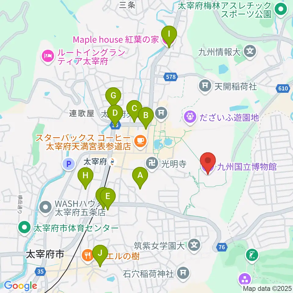 九州国立博物館周辺のホテル一覧地図