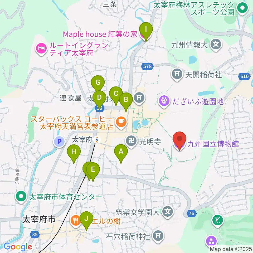 九州国立博物館周辺のホテル一覧地図