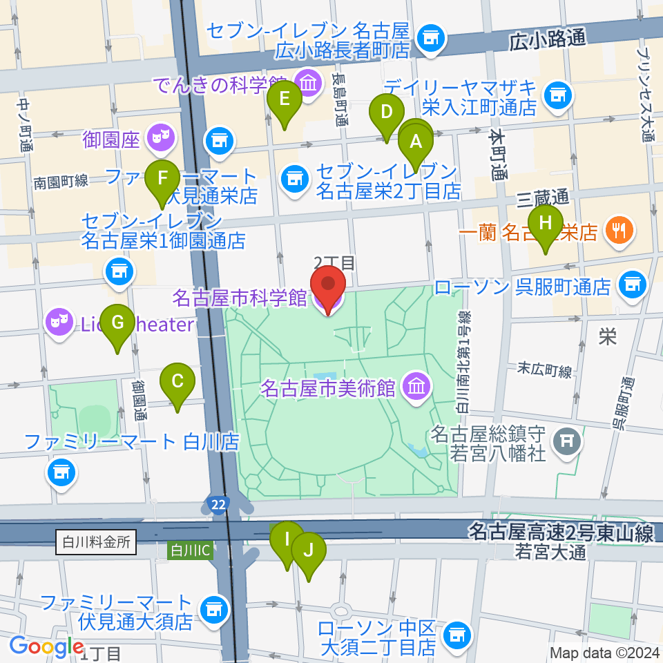 名古屋市科学館周辺のホテル一覧地図