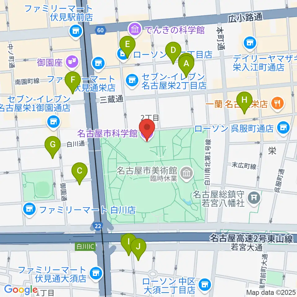 名古屋市科学館周辺のホテル一覧地図