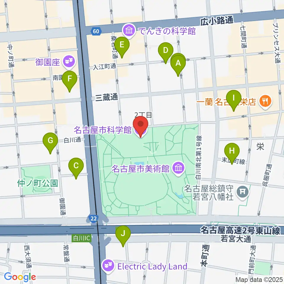 名古屋市科学館周辺のホテル一覧地図