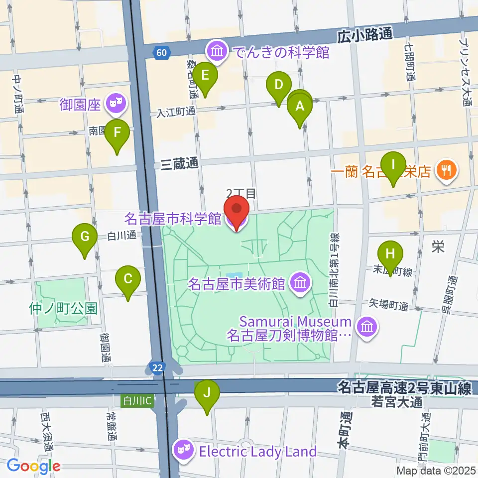 名古屋市科学館周辺のホテル一覧地図