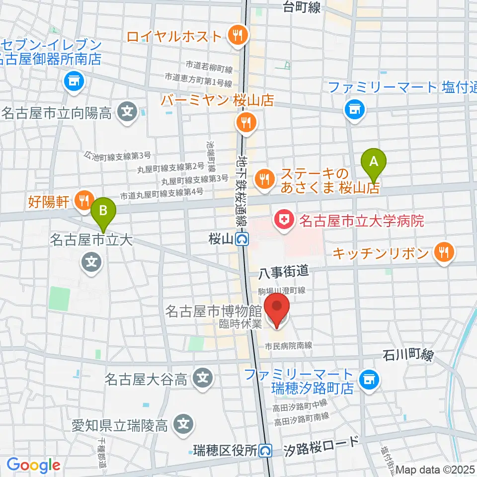 名古屋市博物館周辺のホテル一覧地図