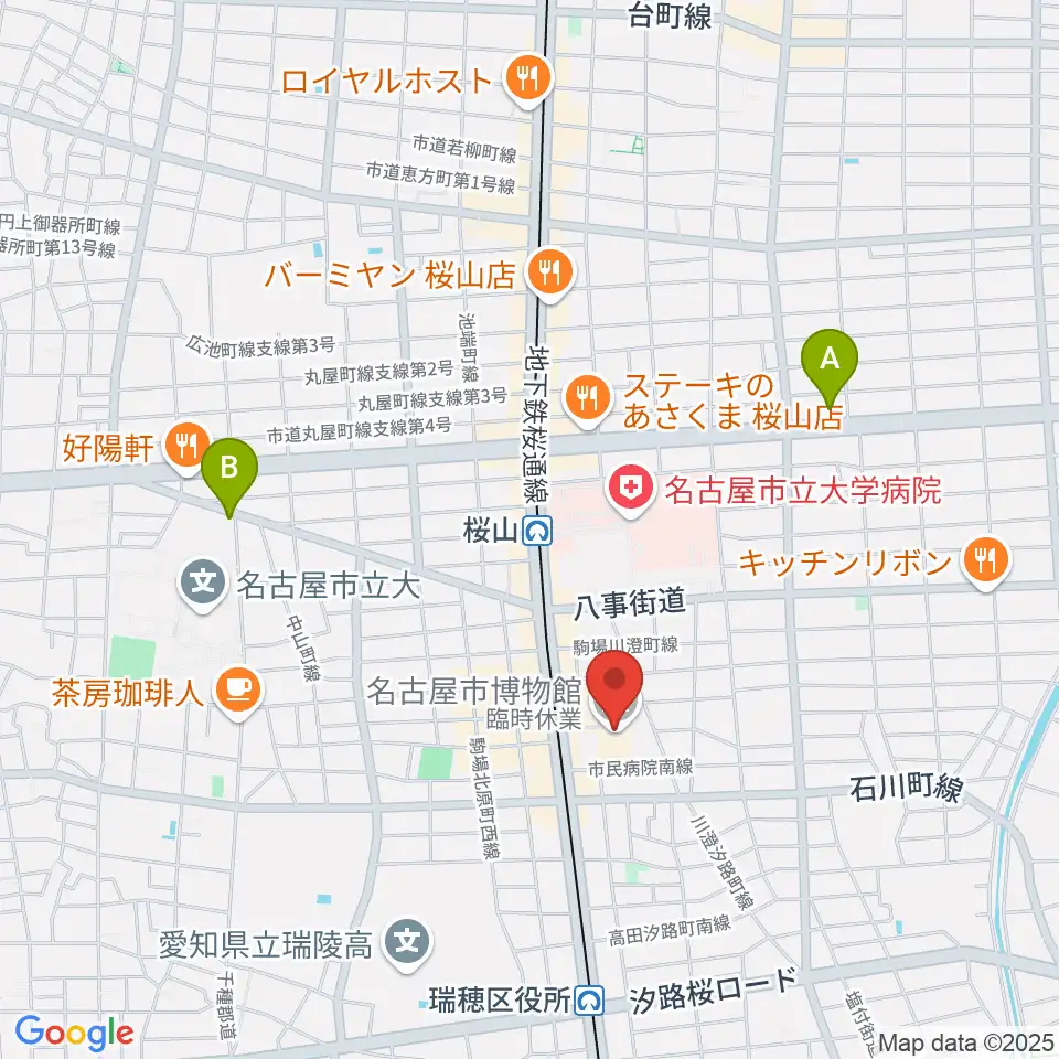 名古屋市博物館周辺のホテル一覧地図