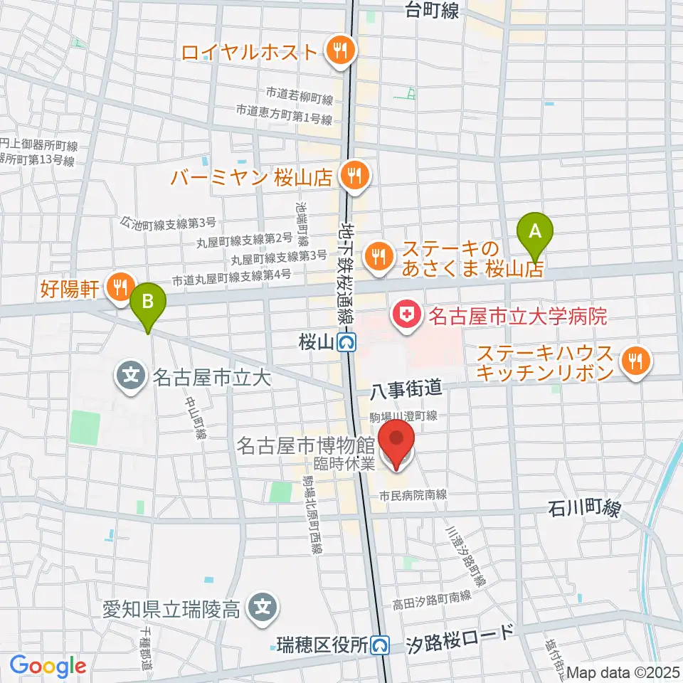 名古屋市博物館周辺のホテル一覧地図