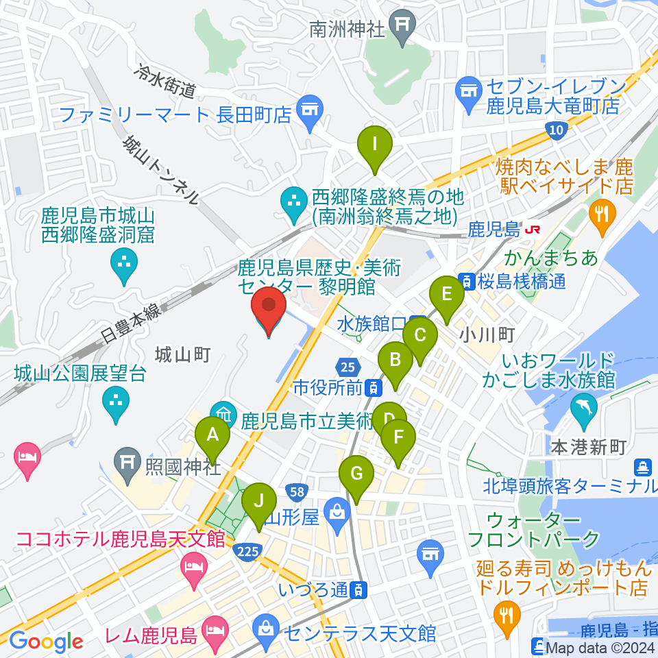 鹿児島県歴史・美術センター黎明館周辺のホテル一覧地図