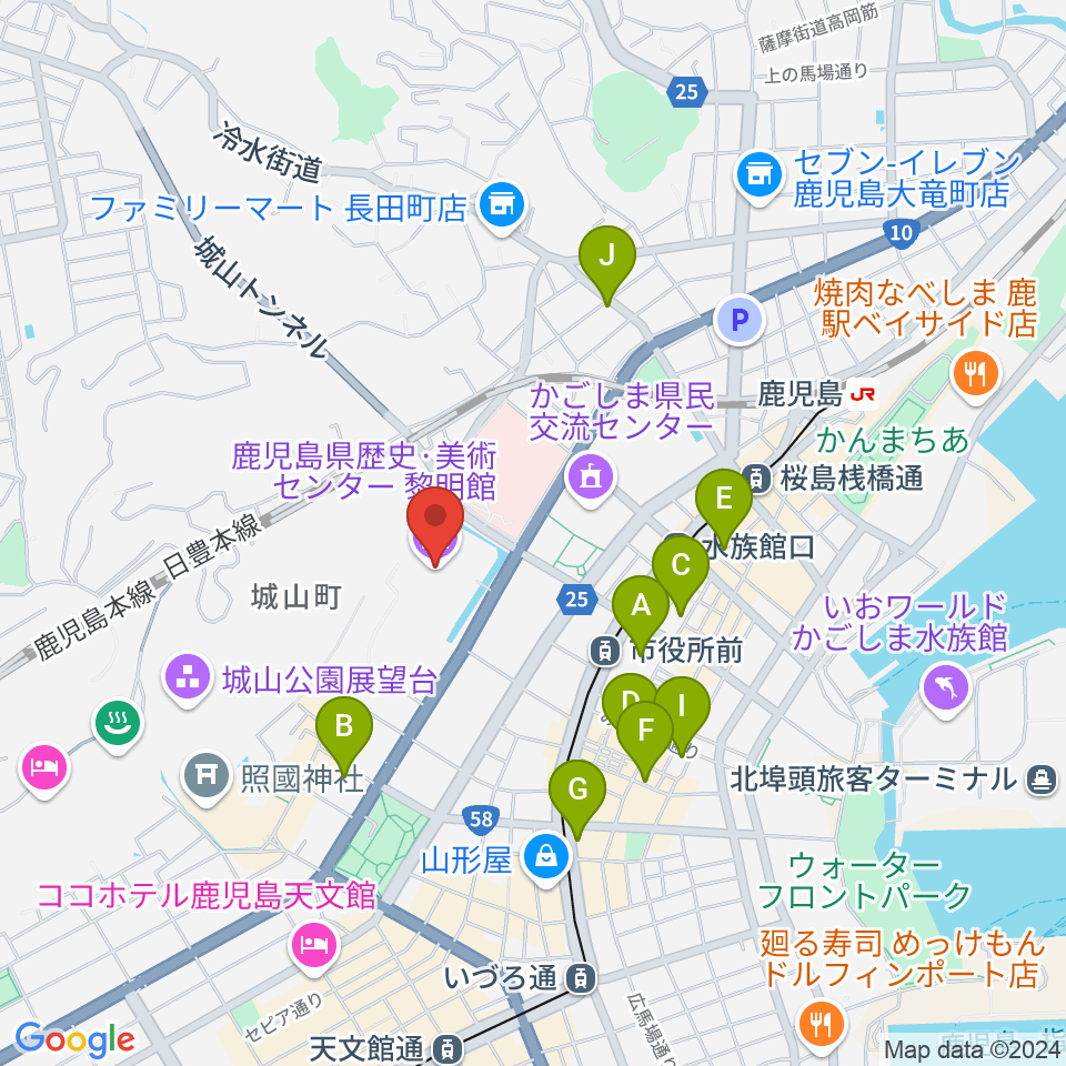 鹿児島県歴史・美術センター黎明館周辺のホテル一覧地図