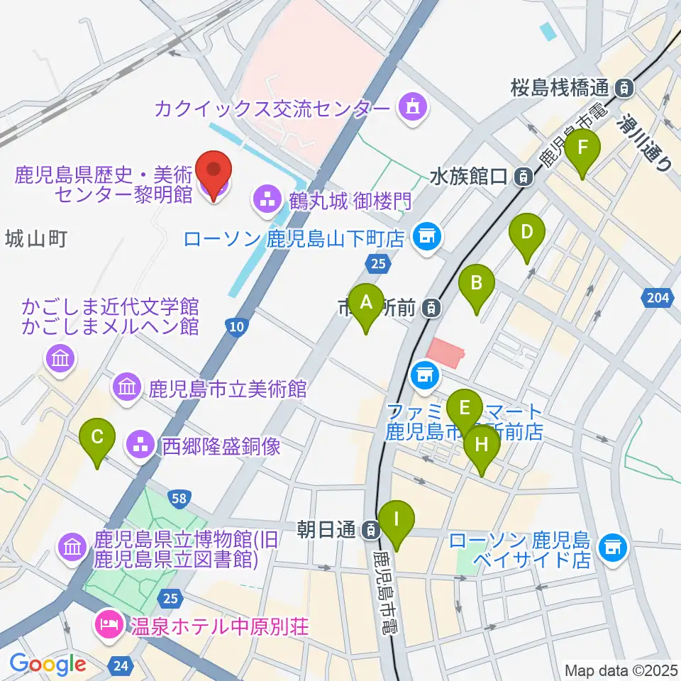 鹿児島県歴史・美術センター黎明館周辺のホテル一覧地図