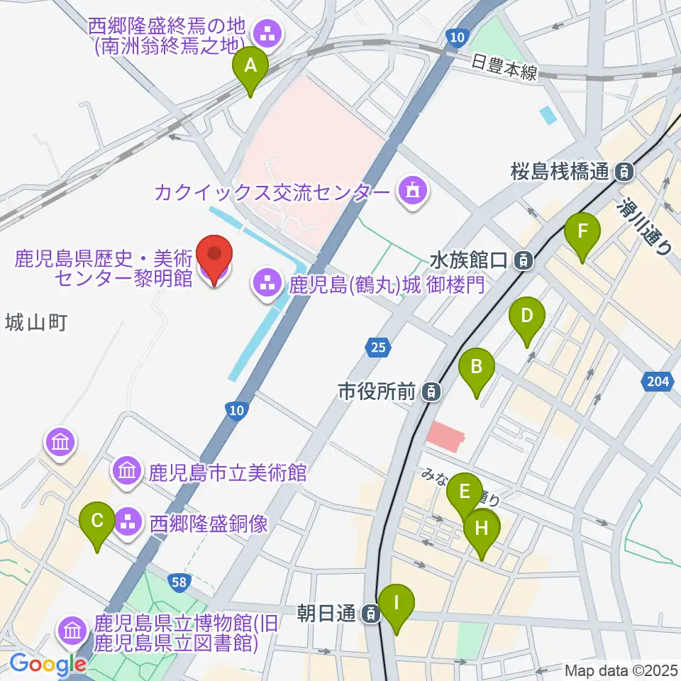 鹿児島県歴史・美術センター黎明館周辺のホテル一覧地図