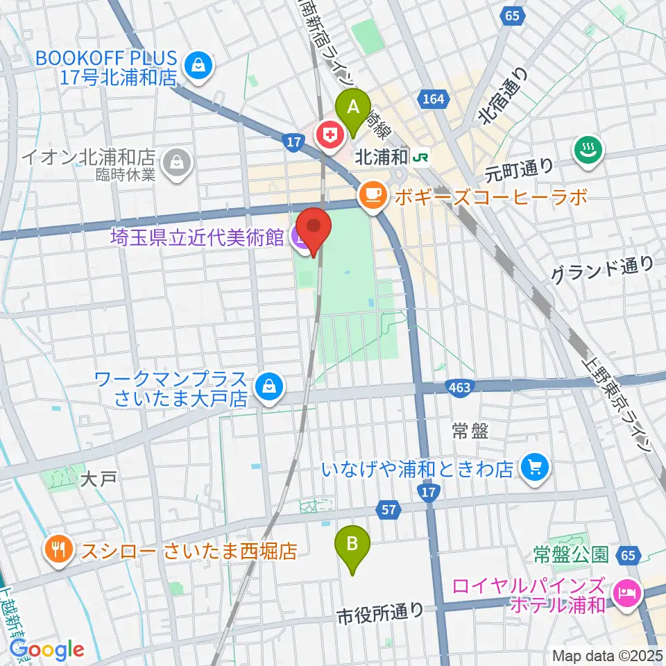 埼玉県立近代美術館周辺のホテル一覧地図