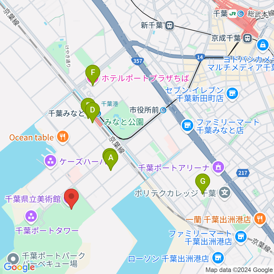 千葉県立美術館周辺のホテル一覧地図