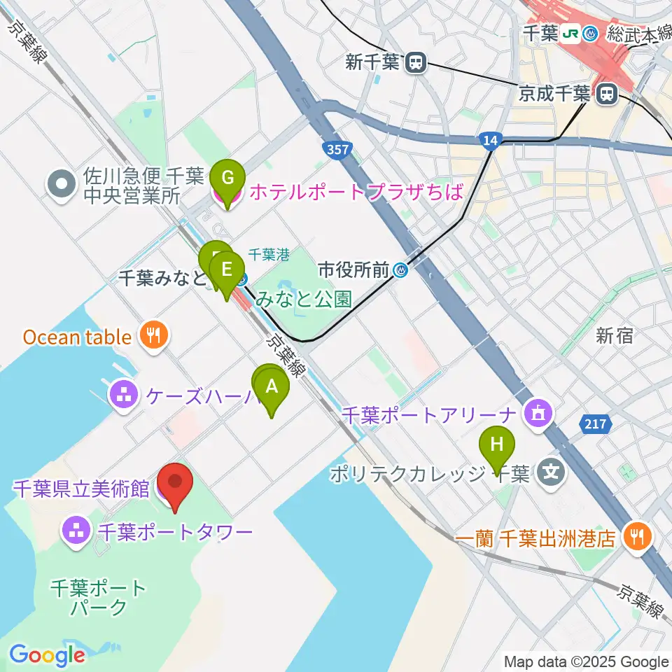 千葉県立美術館周辺のホテル一覧地図