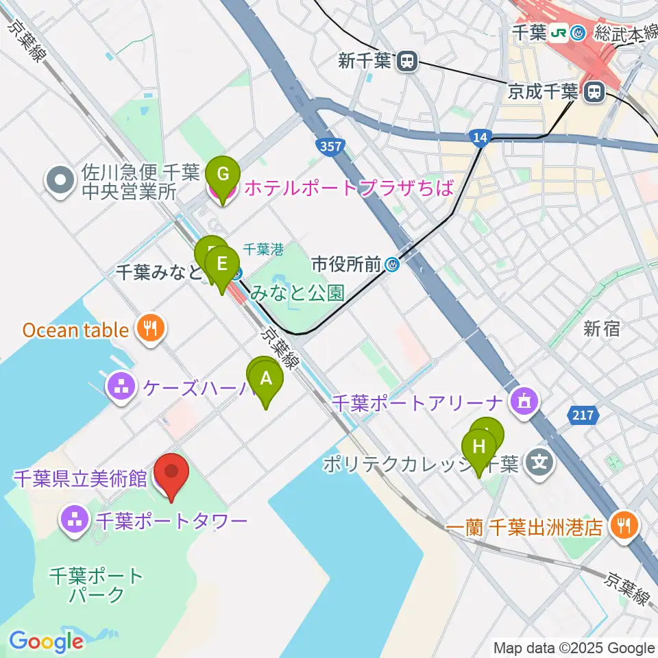 千葉県立美術館周辺のホテル一覧地図