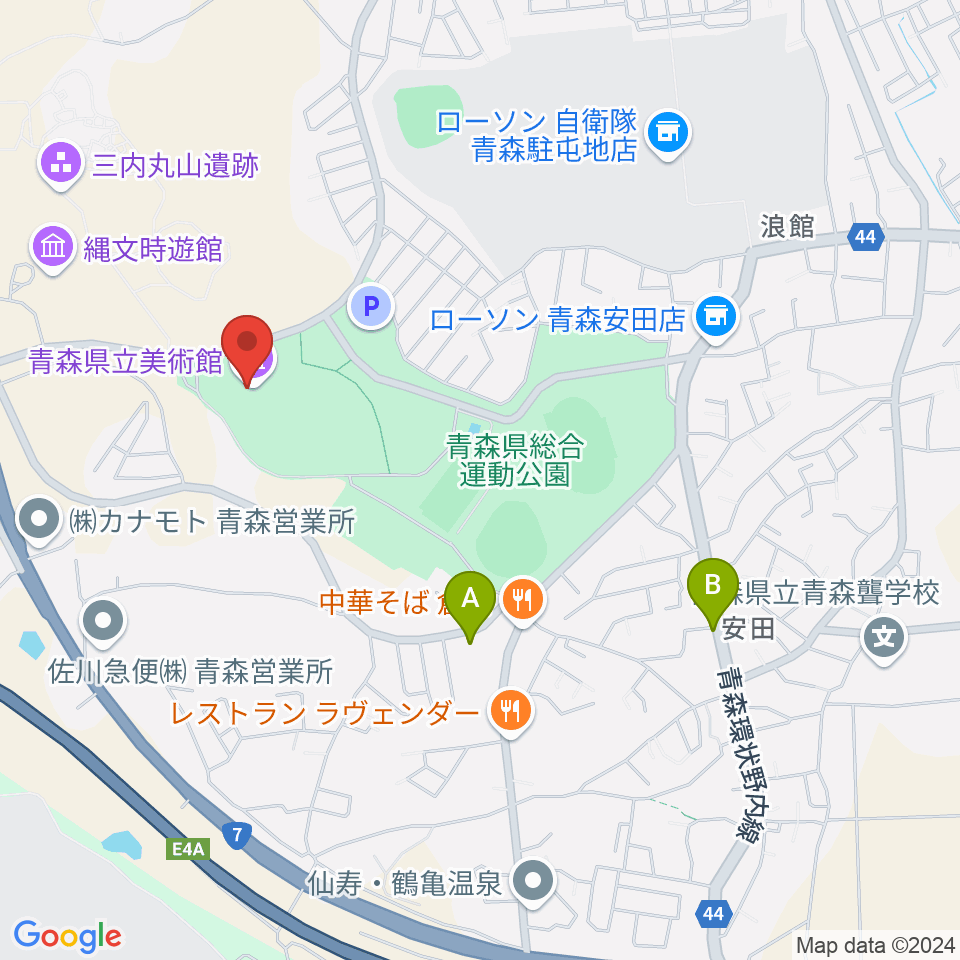 青森県立美術館周辺のホテル一覧地図