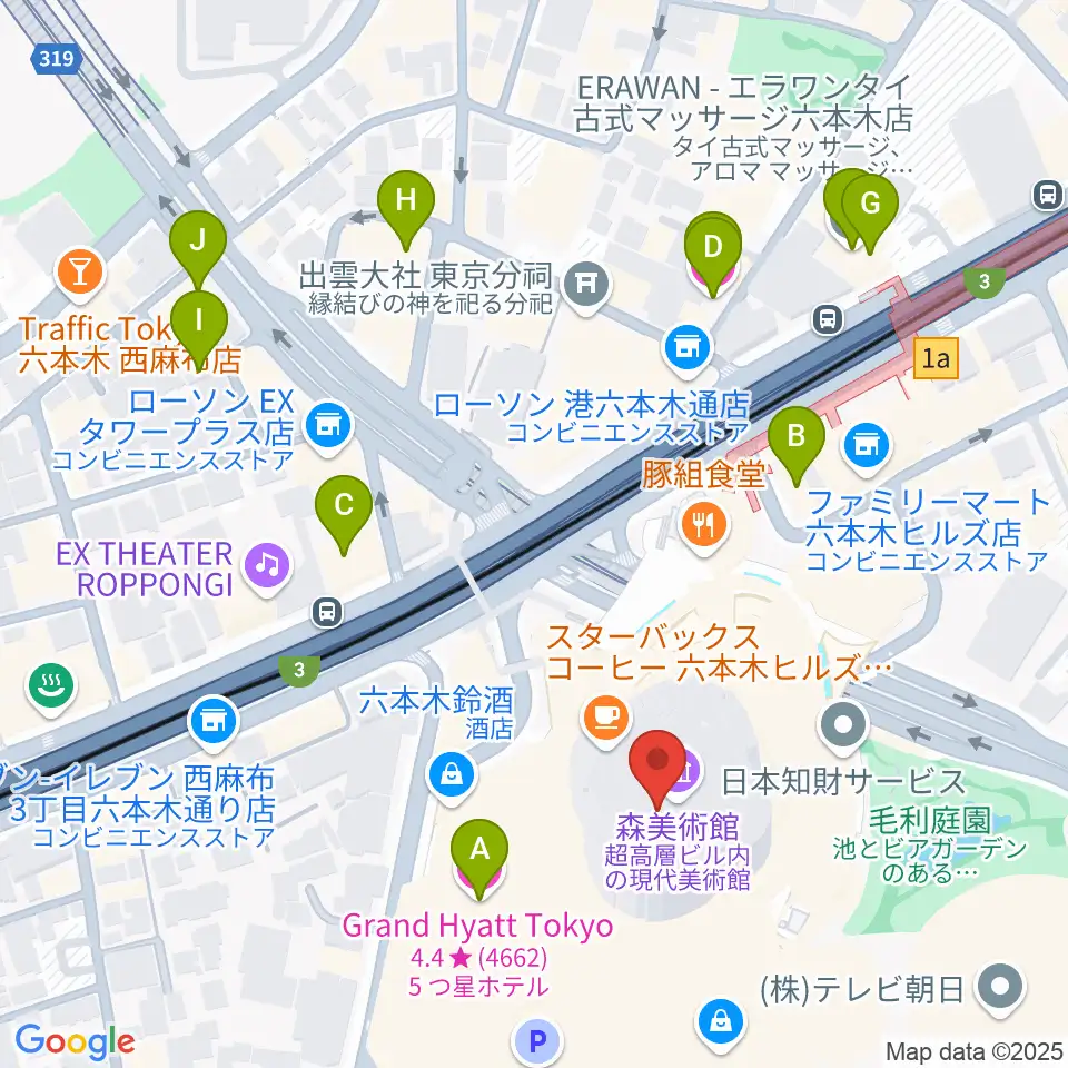 森美術館周辺のホテル一覧地図