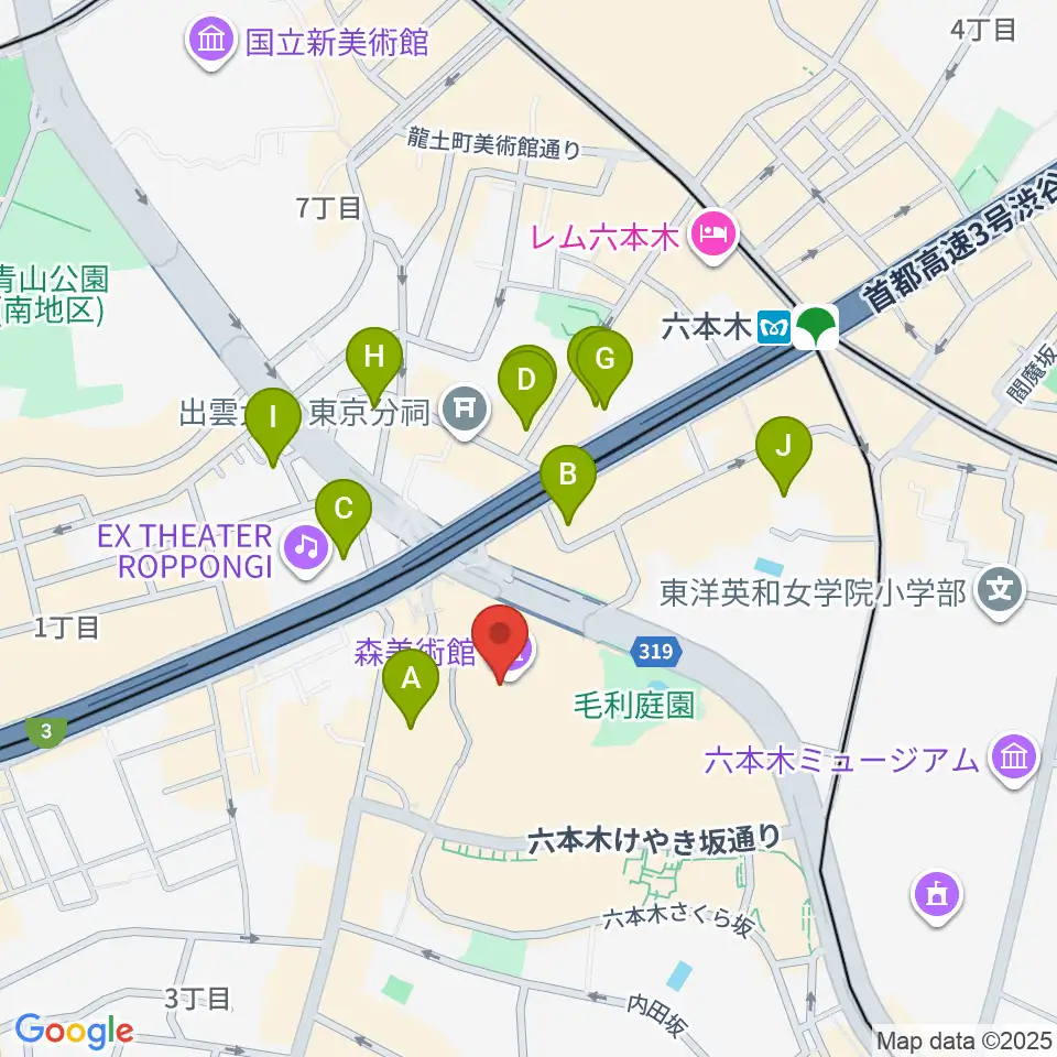森美術館周辺のホテル一覧地図