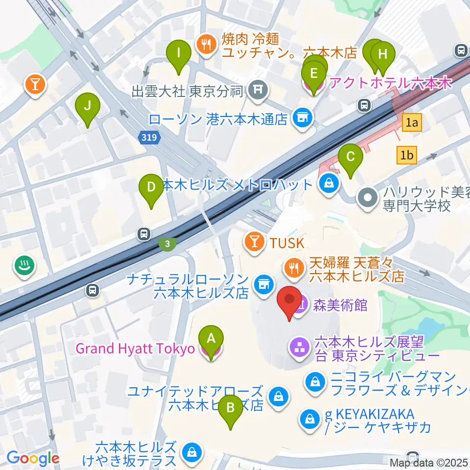 森美術館周辺のホテル一覧地図