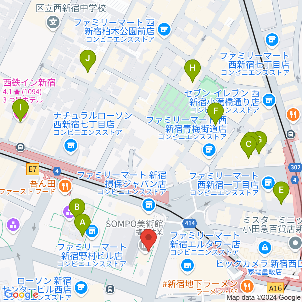 SOMPO美術館周辺のホテル一覧地図