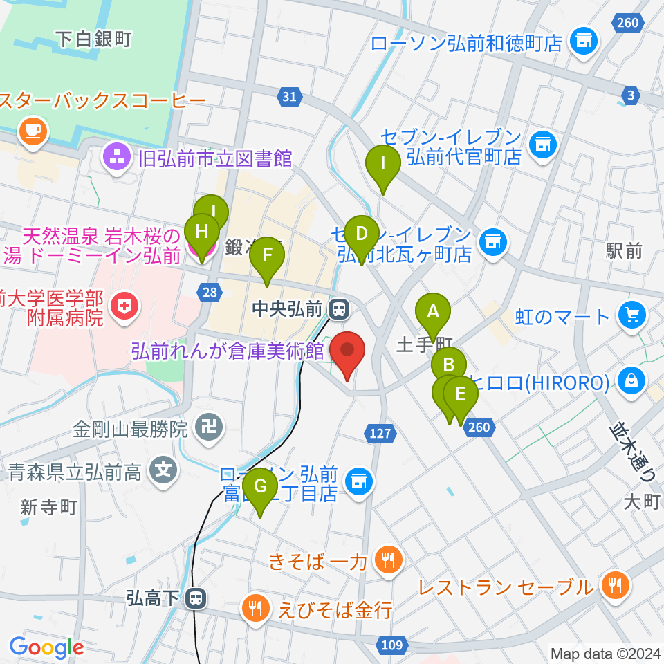 弘前れんが倉庫美術館周辺のホテル一覧地図