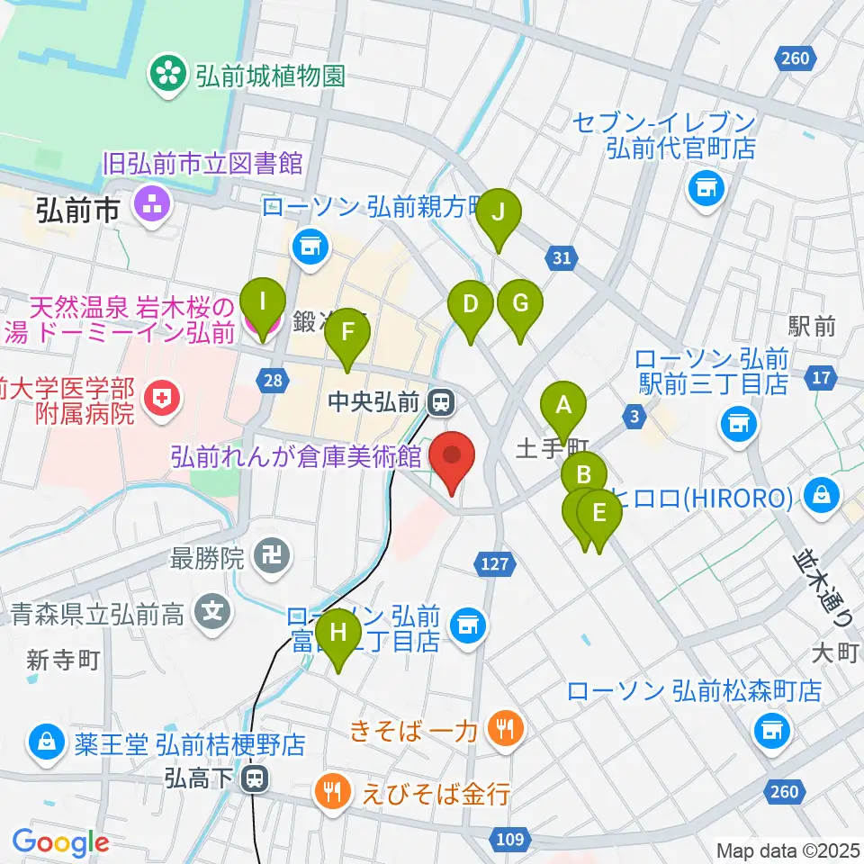 弘前れんが倉庫美術館周辺のホテル一覧地図