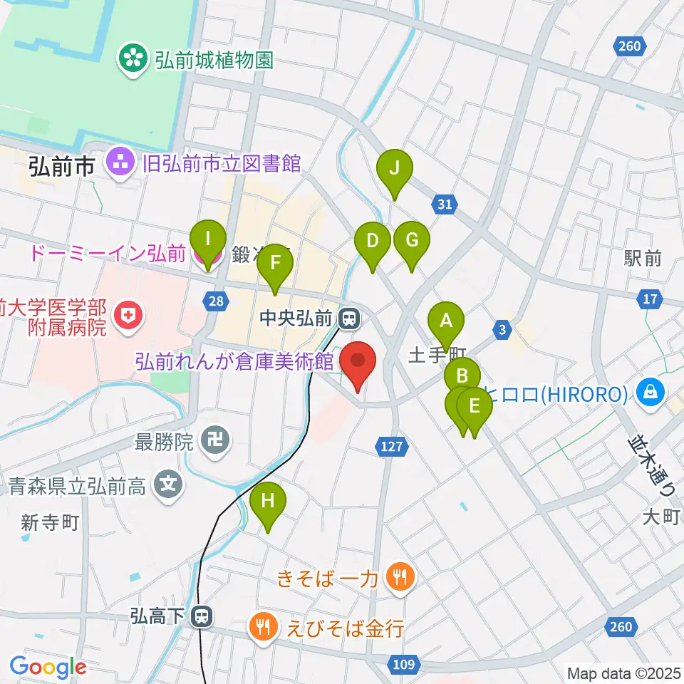 弘前れんが倉庫美術館周辺のホテル一覧地図