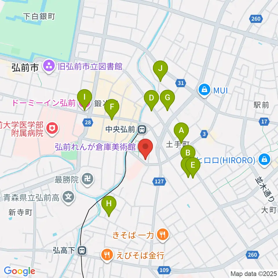 弘前れんが倉庫美術館周辺のホテル一覧地図