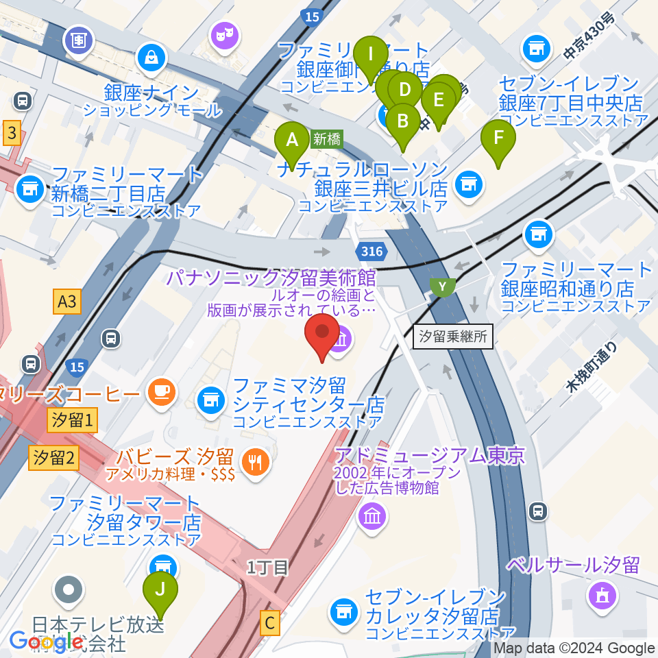 パナソニック汐留美術館周辺のホテル一覧地図