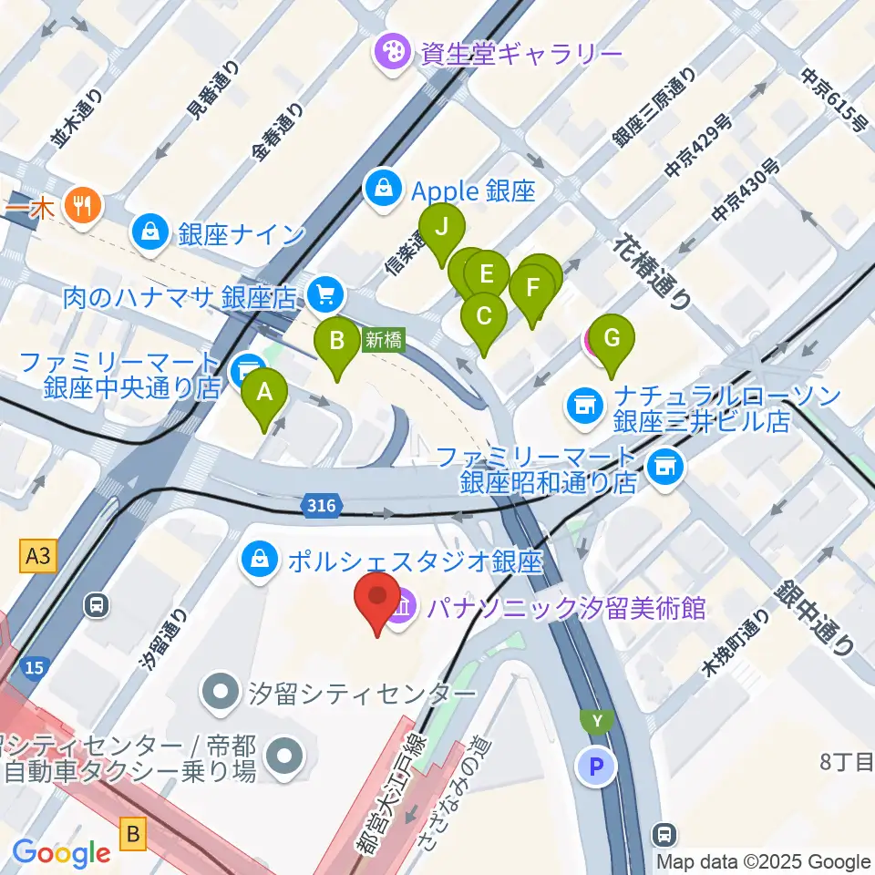 パナソニック汐留美術館周辺のホテル一覧地図