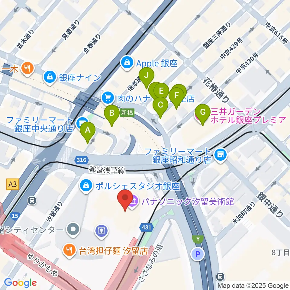 パナソニック汐留美術館周辺のホテル一覧地図