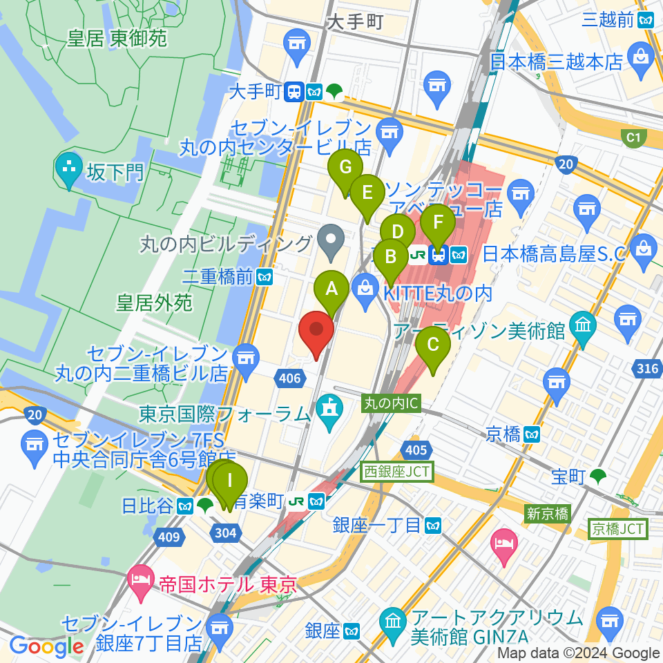 三菱一号館美術館周辺のホテル一覧地図