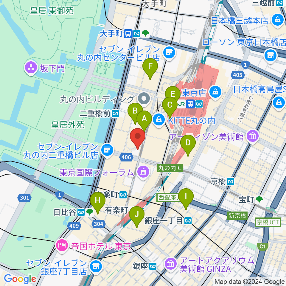 三菱一号館美術館周辺のホテル一覧地図